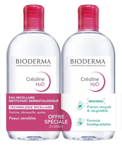 Image Bioderma CRÉALINE H2O eau micellaire peaux sensibles normales à mixtes - lot de 2